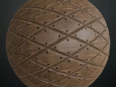 Diamond Pattern Studded Medieval Wood Panels PBR Seamless Texture