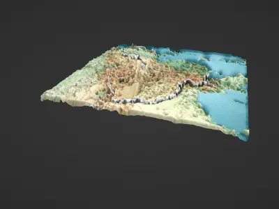 China Map Topography Low-poly 3D model