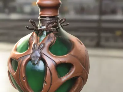 Dragon Emblem Fantasy Potion Bottle Low-poly 3D model