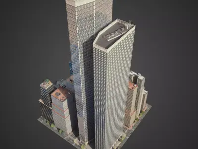 Realistic City District H5-C5 3D model