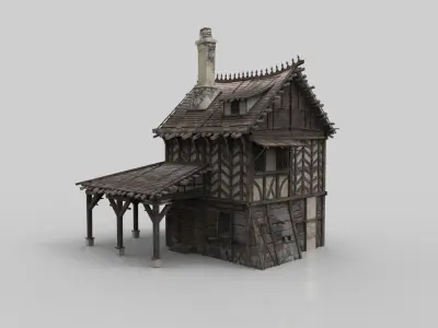 Medieval house fantasy 05 Low-poly 3D model