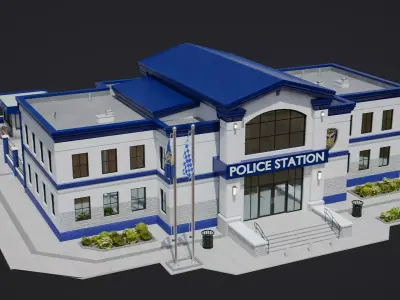 Modern Police Station Low-poly 3D model