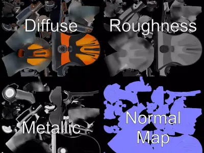 Orange Futuristic Helmet model pack Low-poly 3D model