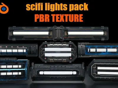 scifi light pack  Low-poly 3D model