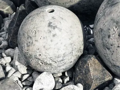 Flowerbed with stone decor 3D model