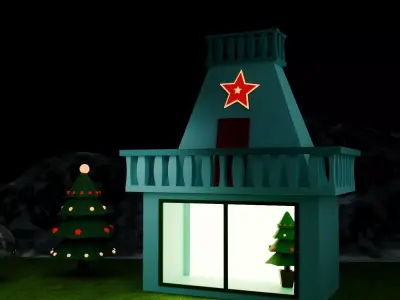 Low Poly Christmas Theme Asset Pack  Trees House Star  Glass Pot Low-poly 3D model