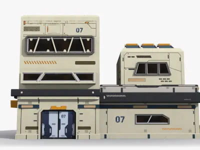 Factory Industrial Sci Fi x4 Low-poly 3D model
