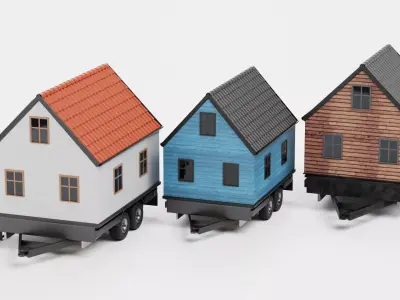 Tiny House Collection - 3 Cabins Low-poly 3D model