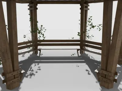 Wooden Pavilion Low-poly 3D model