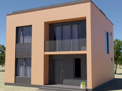 Modern house 3D model Low-poly 3D model