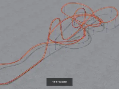 THREE rollercoaster  3D Model Pack