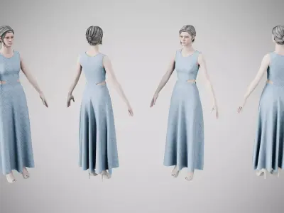 Dress 31 Light Blue Low-poly 3D model