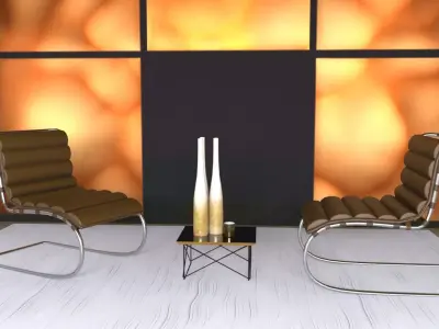 Living Lounge Set Low-poly 3D model