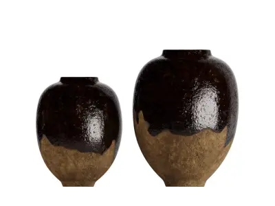 Set of 2 simple ceramic vases 3D model