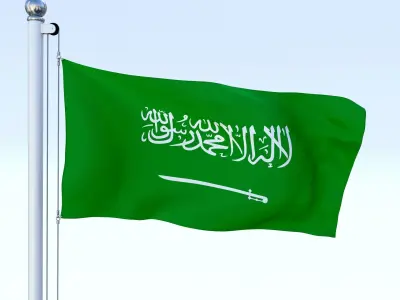 Animated Saudi Arabia Flag Low-poly 3D model