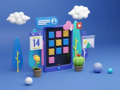 Tablet Fun Activity Illustration Low-poly 3D model