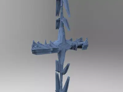 Sci-Fi Ocean Tech ship barrior ship ruin 3 3D model