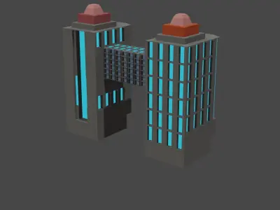 The Twin Towers Free low-poly 3D model