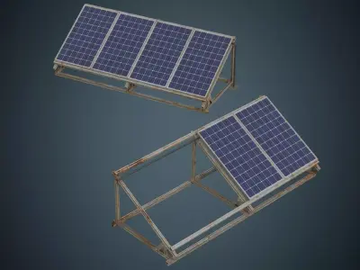 Solar Cell 1B Low-poly 3D model