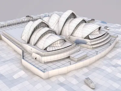 Low Poly Sydney Opera House Landmark Low-poly 3D model