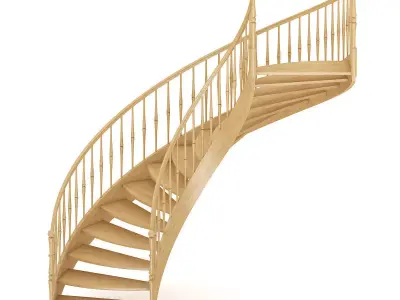 Wooden Spiral Stairs 6 3D model