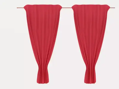 Red curtains 3D model