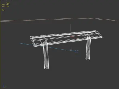 Bench made of wood and metal 3D model