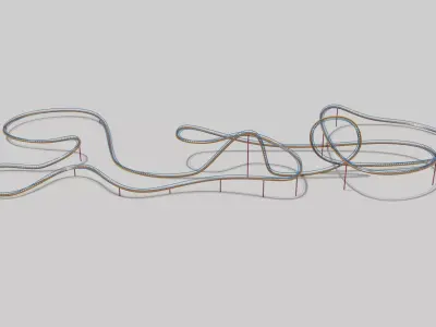 Rollercoaster train track Low-poly 3D model