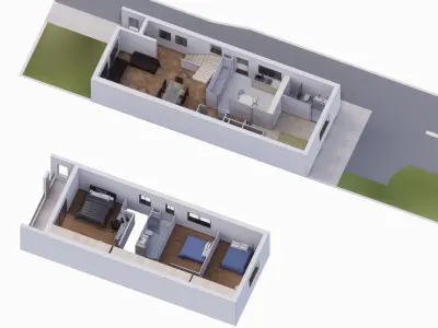 Two-story residential house 3D model