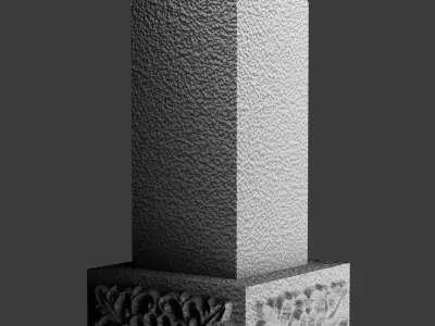 Simple Stone Pillar South Indian Temple Architecture  Low-poly 3D model