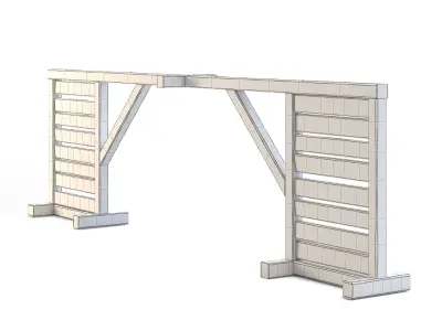 Wooden Wall Fence 3D model