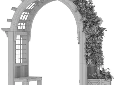 Wooden Garden Arbor 04 3D model