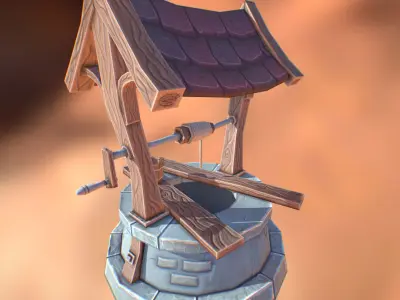 Fantasy RPG Stone Well Low-poly 3D model