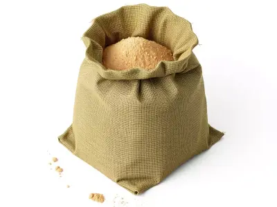 Burlap Sack with Powdered Ingredient Low-poly 3D model
