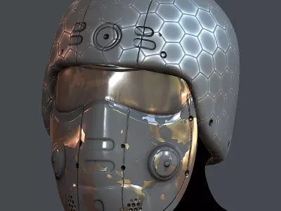 Gas mask helmet 3d model scifi Low-poly Low-poly 3D model 23
