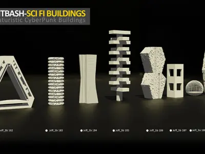 50 Kitbash Sci Fi Buildings kit 2 3D model