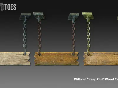 Keep Out Hanging Signs - Game Ready Low-poly 3D model