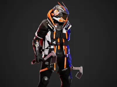 Cyberpunk Axion Robot Low-poly 3D model