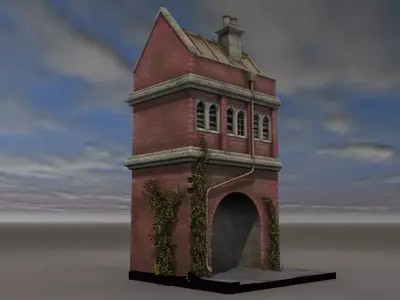Victorian house with a gate 3D model