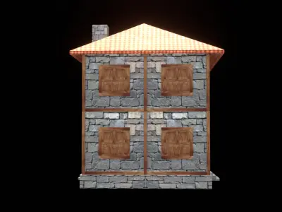medieval house low poly village town residential house  67 Low-poly 3D model