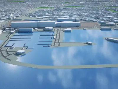 Los Angeles City Peninsula Long Beach Terminal Island Harbor Low-poly 3D model