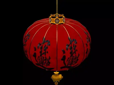 Chinese  red  lantern Low-poly 3D model