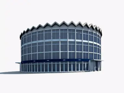 Rotunda building with circular shape Low-poly 3D model