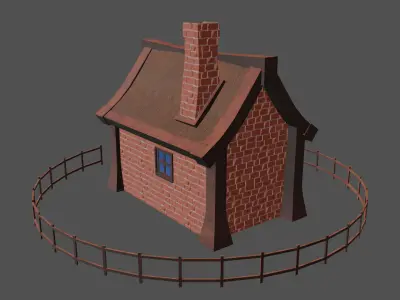 stylized medieval house 2 Low-poly 3D model