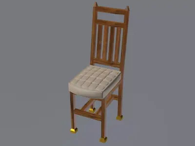 Nordic wooden dining chair 3D model