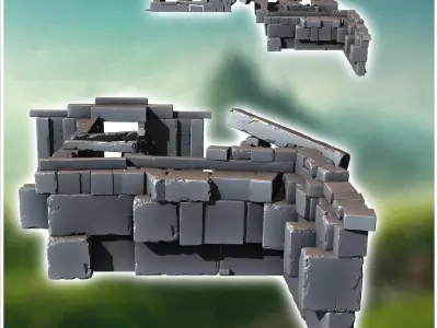 Ruin of stone building with wooden beams 13 - Modern WW2 WW1 Wor 3D print model