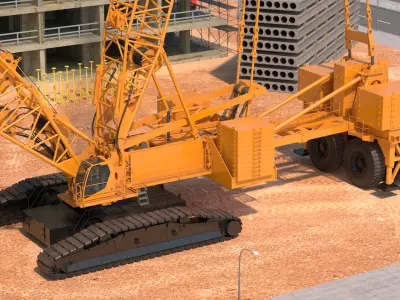  Crawler Crane with Lattice Boom for Construction Rigged for Maya 