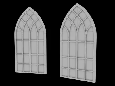Stained Glass Gothic Window  Low-poly 3D model