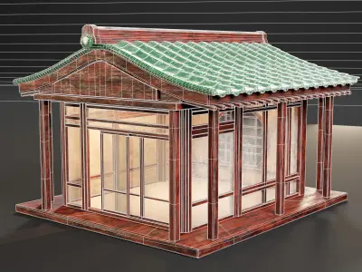 Japanese Tea House Low-poly 3D model