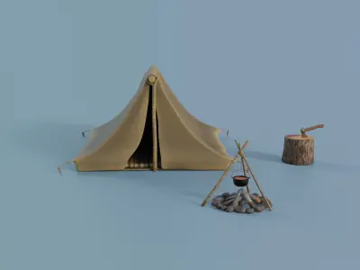 Camp Tier 2 Low-poly 3D model